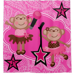 Rideaux De Douche Singes Girly de vedette du rock