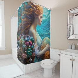 Rideaux De Douche Sirène et pierres précieuses