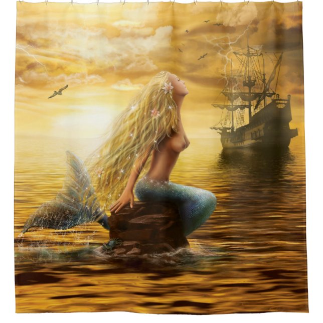Rideaux De Douche sirène marine d'imaginaire de princesse au dos de (Devant)