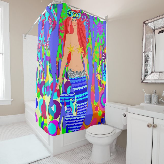 Rideaux De Douche sirène mignonne (En situation)