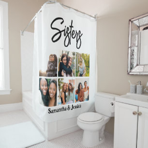Rideaux De Douche Sisters personnalisés Script 6 Collage photo