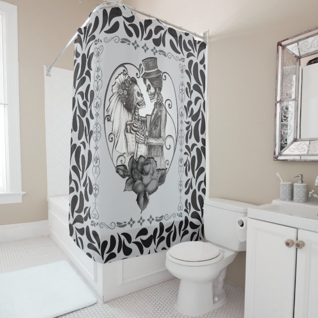 Rideaux De Douche Skeleton Love Couple Mariage Danse (En situation)