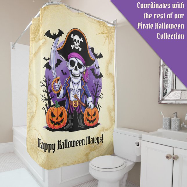 Rideaux De Douche Skeleton Pirate Happy Halloween Mateys (Créateur téléchargé)