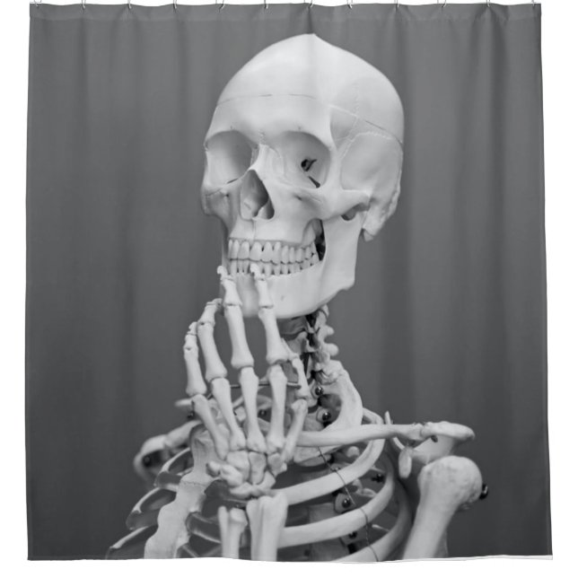 Rideaux De Douche Skeleton Skeleton Halloween gris noir et blanc (Devant)