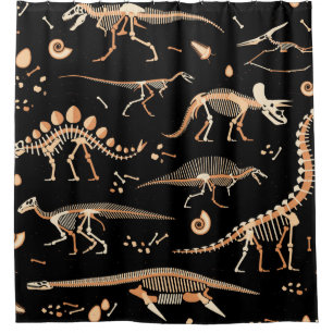 Rideaux De Douche Skeletons de dinosaures et fossiles motif