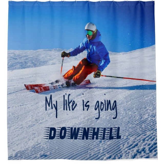 Rideaux De Douche Ski de descente Funny Motivational Ski de neige (Devant)