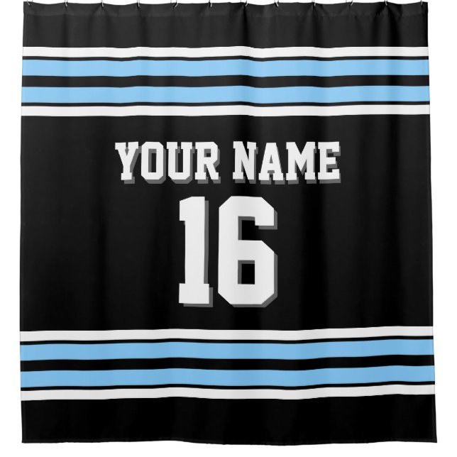 Rideaux De Douche Sky Blue White Stripes Sports Jersey (Devant)