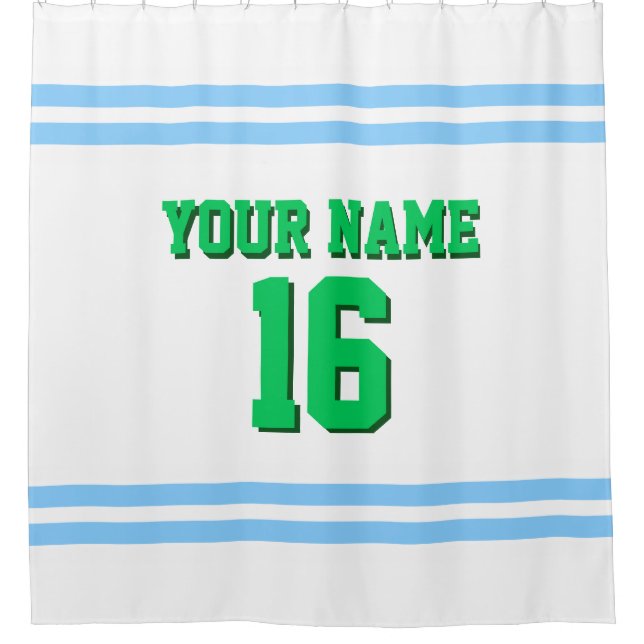 Rideaux De Douche Sky Blue White Stripes Sports Jersey (Devant)