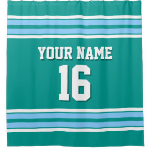 Rideaux De Douche Sky Blue White Stripes Sports Jersey