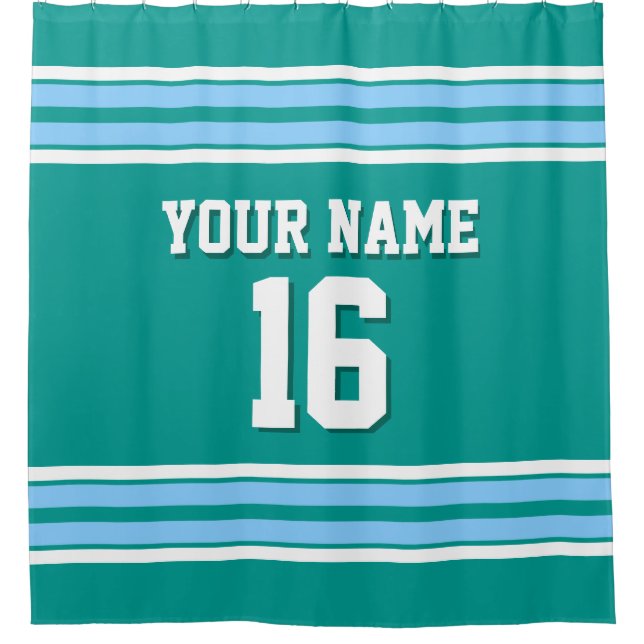 Rideaux De Douche Sky Blue White Stripes Sports Jersey (Devant)