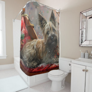 Rideaux De Douche Skye Terrier Chien Festif de Noël
