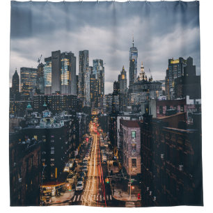 RIDEAUX DE DOUCHE SKYLINE VILLE VUE SUR LE PONT DE MANHATTAN