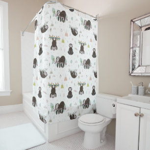 Rideaux De Douche Sleepy Sweet Sloth Motif