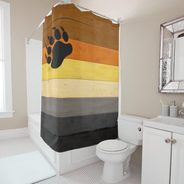 Rideaux De Douche SlipperyJoe's Bear Pride drapeau de la texture du  (En situation)
