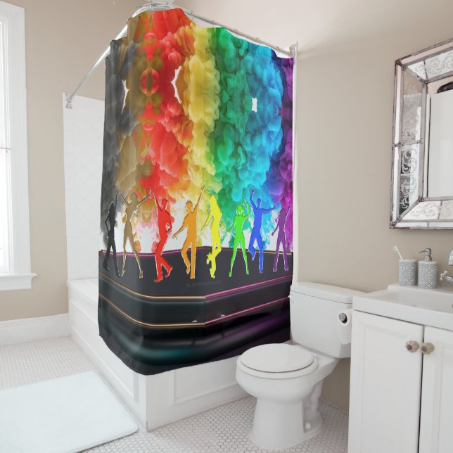 Rideaux De Douche SlipperyJoe's Dancing Pride Shadows cadeaux gay ar (En situation)