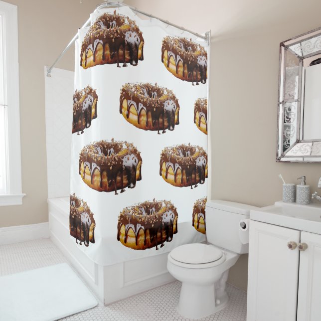Rideaux De Douche SlipperyJoe's decadent donut covered thick glossy  (En situation)