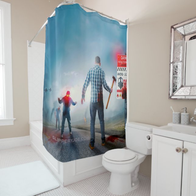 Rideaux De Douche SlipperyJoe's heureux Halloween yeux brillants zom (En situation)