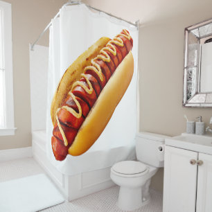 Rideaux De Douche SlipperyJoe's hot dog ambiance estivale BBQ niché