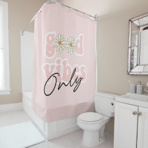 Rideaux De Douche Slogan hippie des années 70 de Good Vibes