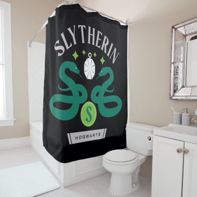 Rideaux De Douche SLYTHERIN™ House Double Snake Locket Graphique (En situation)