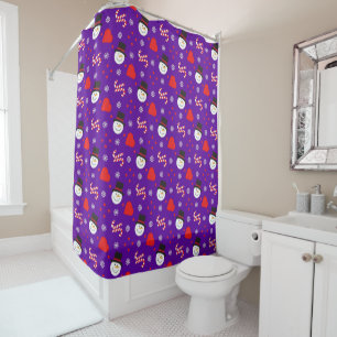 Rideaux De Douche Snowflakes Snowman Sucres de canne Arrière - plan 