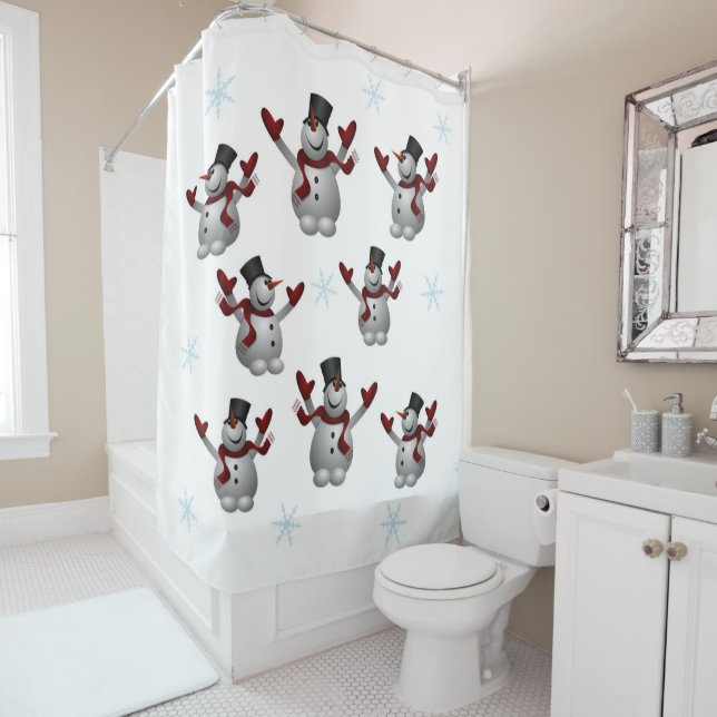 Rideaux De Douche Snowmen et Snowflakes (En situation)