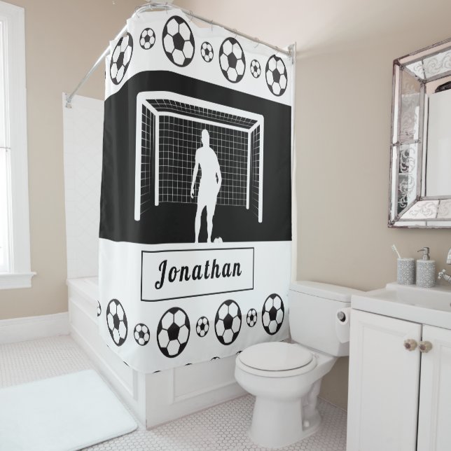 Rideaux De Douche Soccer Personnalisé Goalkeeper Football Hommes (En situation)