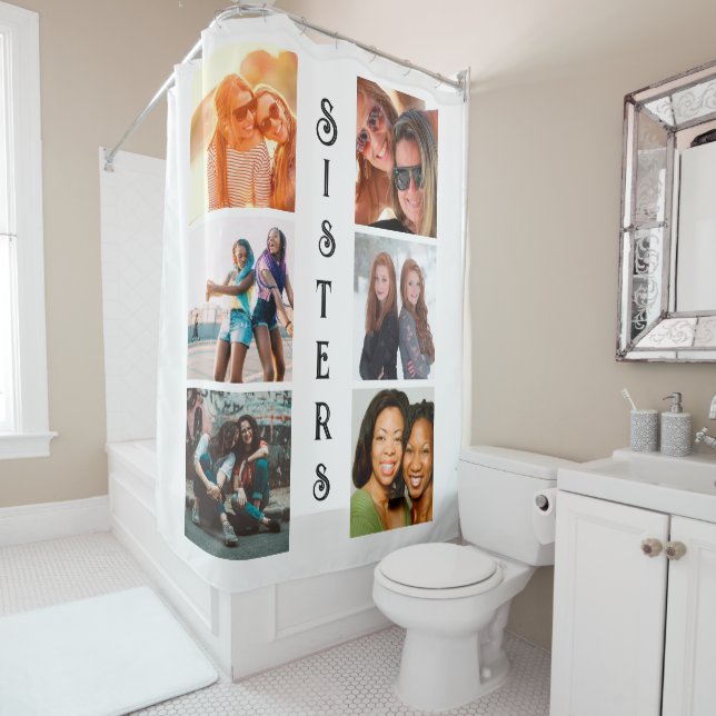 Rideaux De Douche Soeurs modernes personnalisées 6 Collage photo (En situation)