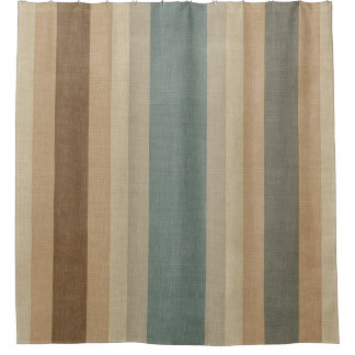 Rideaux De Douche Soft Blue Cream Brown Peach Farmhouse Stripe
