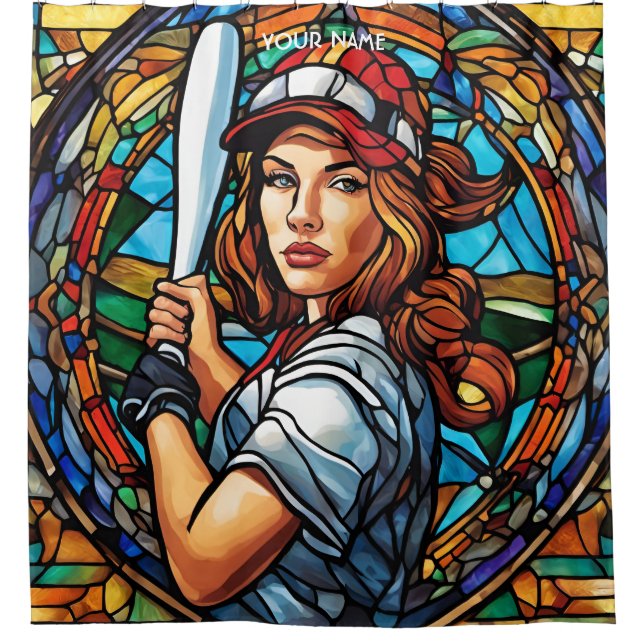 Rideaux De Douche Softball Imaginaire Cute Staint Verre (Devant)
