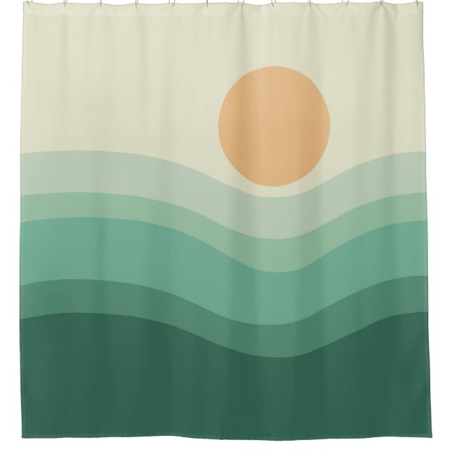 Rideaux De Douche Soleil et vagues zen (Devant)
