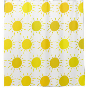 Rideaux De Douche Soleil Jaune Fantaisiste Peint en Ensoleillé