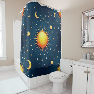 Rideaux De Douche Soleil, Lune et Étoiles