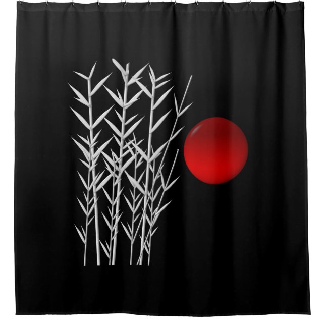 Rideaux De Douche Soleil rouge noir zen (Devant)