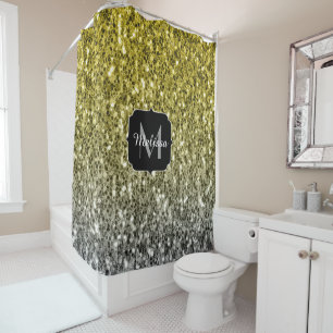 Rideaux De Douche Sombre ultime gris jaune brillant ombre Monogramme