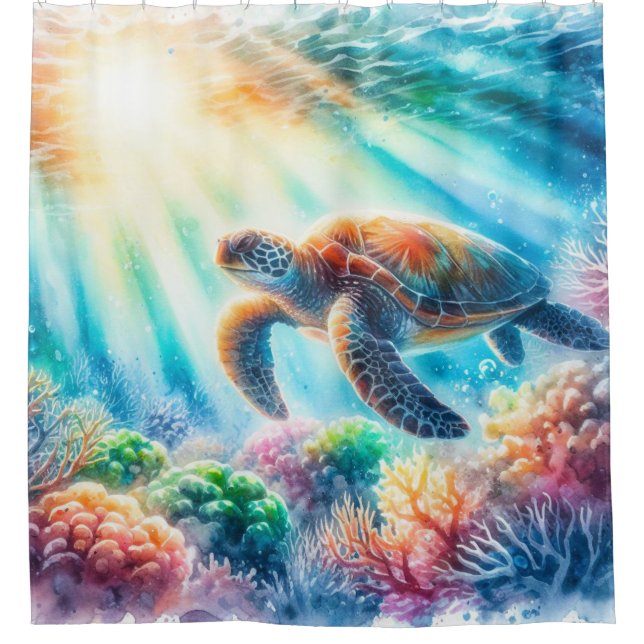 Rideaux De Douche Sous la tortue de mer (Devant)
