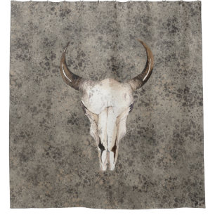 Rideaux De Douche South-West Rustic Ranch Crâne Marron Tacheté