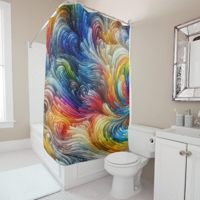 Rideaux De Douche Spectre Abstrait contemporain (En situation)