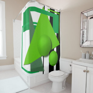 Rideaux De Douche sphère circulaire de formes géométriques vertes né
