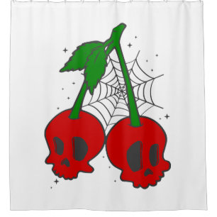 Rideaux De Douche spirine psychobilée rockabilly cerry crâne