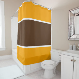 Rideaux De Douche Sportif Retro les années 70 Brown Blanc Golden Yel