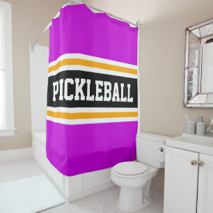 Rideaux De Douche Sporty PICKLEBALL amusant rose noir de course rayp