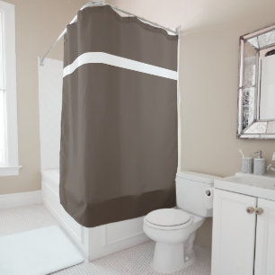 Rideaux De Douche Sporty White Top Accent Stripe Sur Moyen Brown