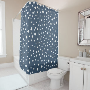 Rideaux De Douche Spots Dalmatiens Bleus Marine, Points Dalmatiens,