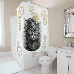 Rideaux De Douche Sprocket-Paws Le Chat Steampunk Funky 