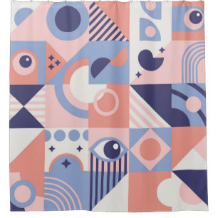Rideaux De Douche Square Geometric Shapes Background. Aesthetics in