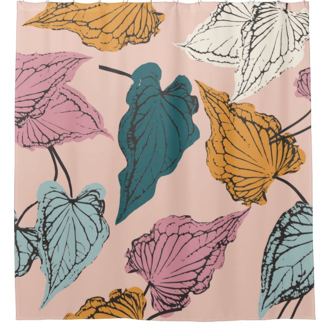 Rideaux De Douche Squelette feuille sans couture motif, arrière - pl (Devant)