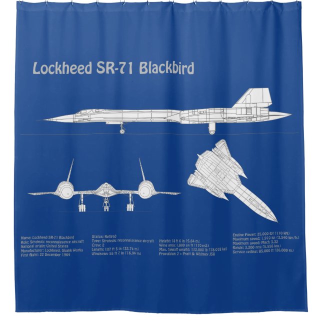 Rideaux De Douche SR-71 Blackbird - Plan directeur de l'avion ABD (Devant)