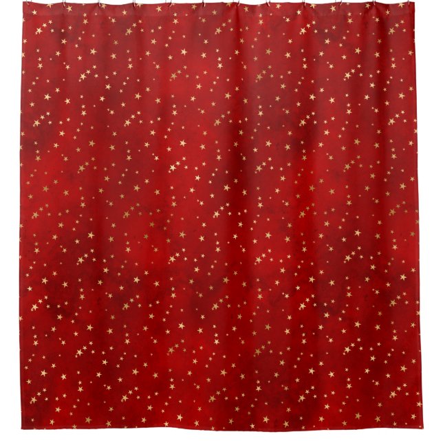 Rideaux De Douche Star Gold Festive Bourgogne Rouge (Devant)