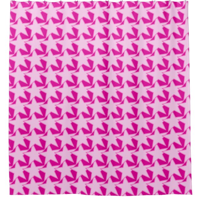 Rideaux De Douche Star moderne géométrique - rose pâle et fuchsia (Devant)